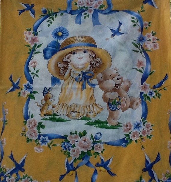 Cuddle Prints by Fabric Quilt Inc. Little girl with teddy