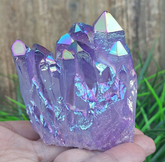 Purple Flame Aura Crystal Quartz Cluster BR1468 by peoplecrystals