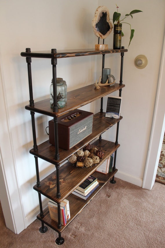 Industrial Pipe Bookshelf by AlexsWoodWorks on Etsy