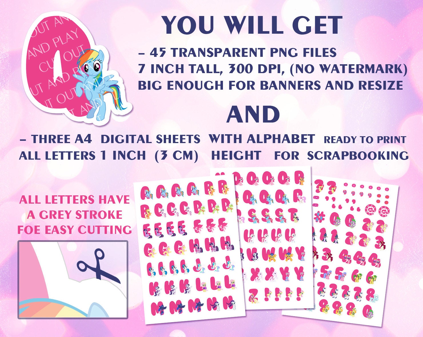 My Little Pony digital Alphabet clipartelements by CutOutAndPlay