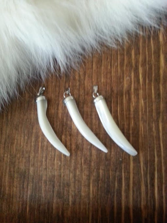 White Horn Tusk Pendant Jewelry Making Lot 3 by TheGlitzyHen