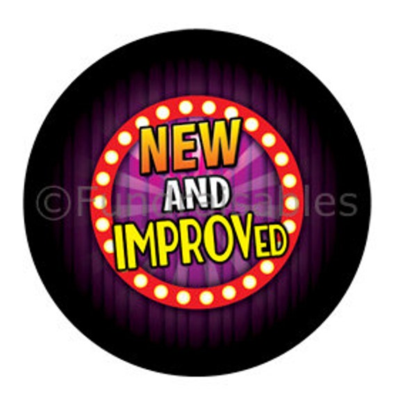 Fun Buttons 'New And Improved' by on Etsy