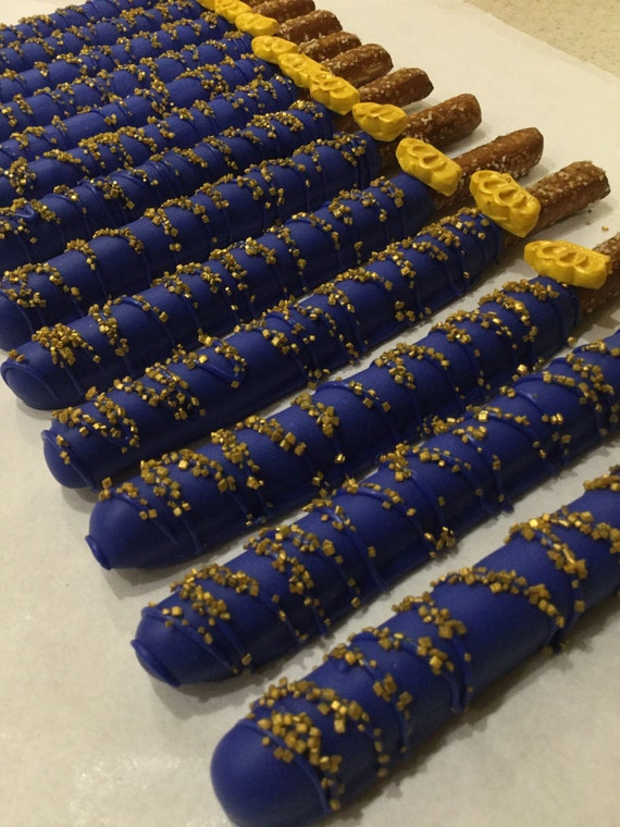 Prince Blue Chocolate Covered Pretzel Rods with Edible Crown