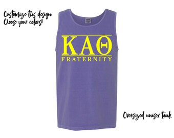 KAO Kappa Alpha Theta Fraternity Comfort Colors Tank Greek Tank Choose Your Colors