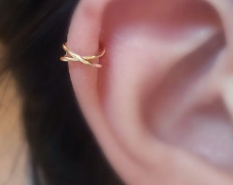 Earrings,Ear Cuff, Cartilage Earrings, Criss Cross Ear cuff,Boho Jewelry,Fake Conch piercing,Ear Jacket