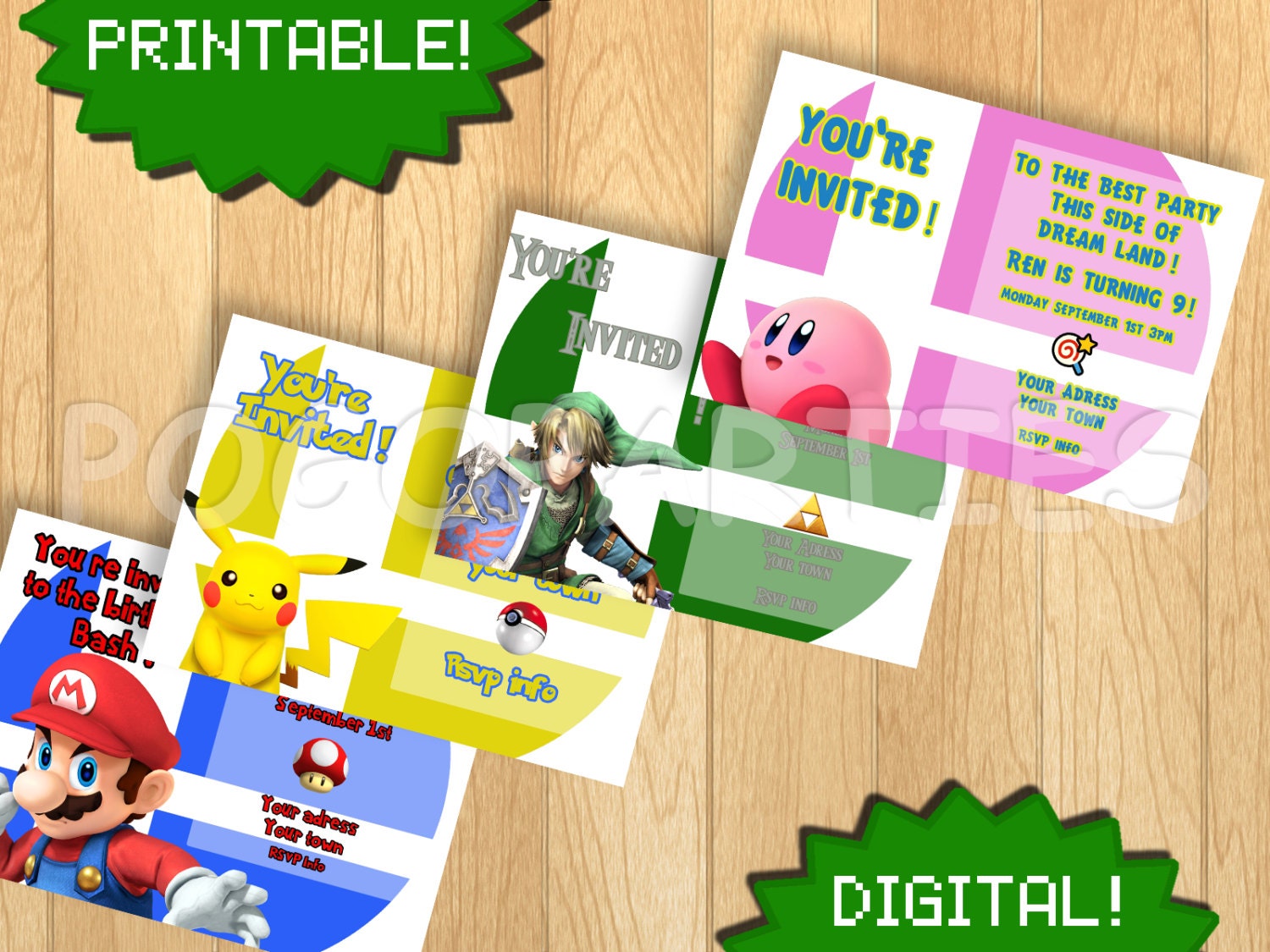 PRINTABLE Super Smash bros Customizable by PogoParties on Etsy