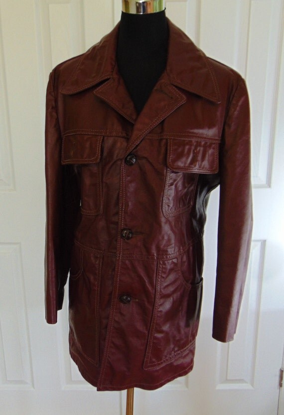REDUCED Vintage Sears Brown Oxblood Leather Coat Jacket