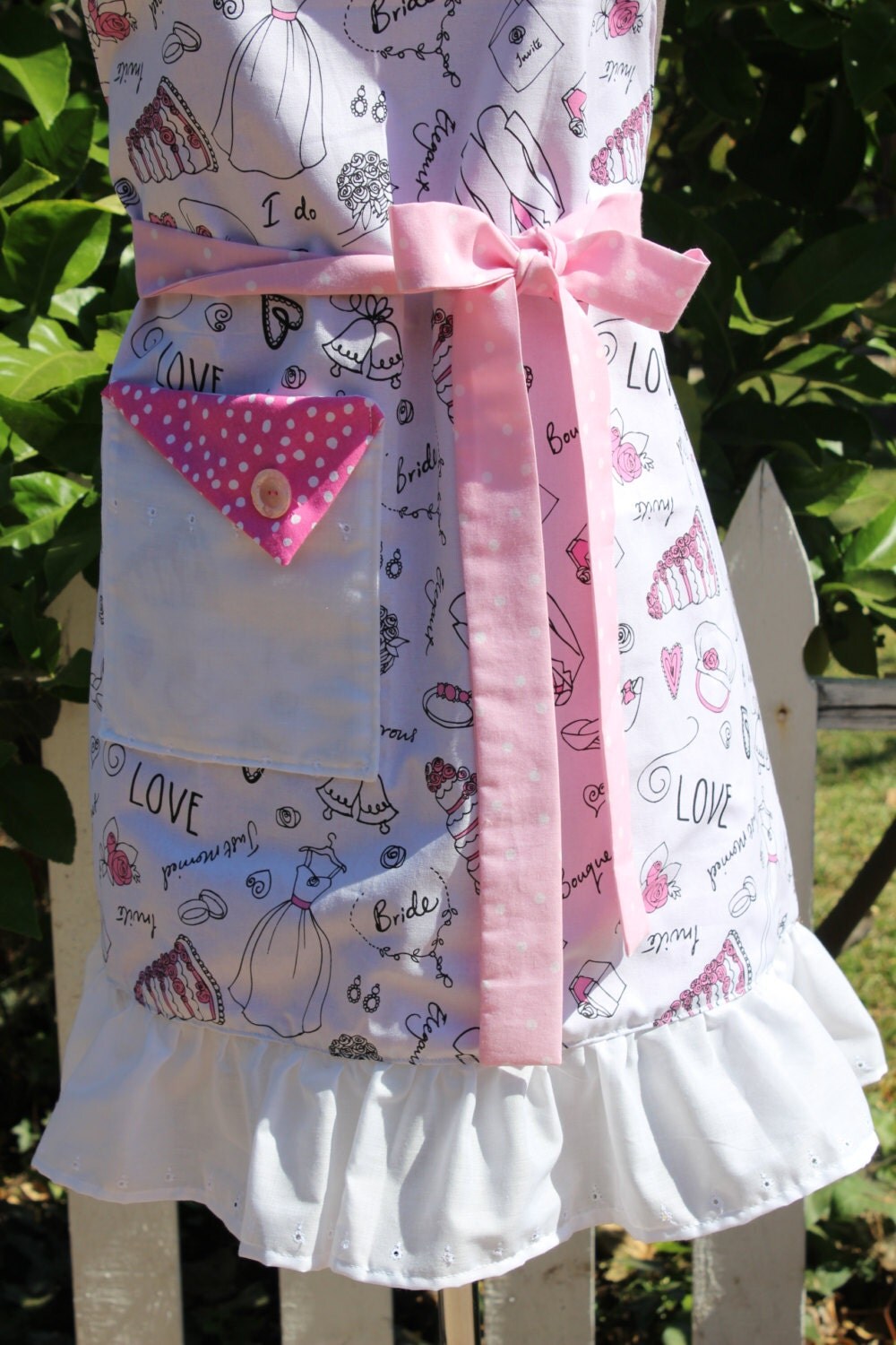 Pink Polka Dot Bride's Apron Bridal Shower Gift Gift for