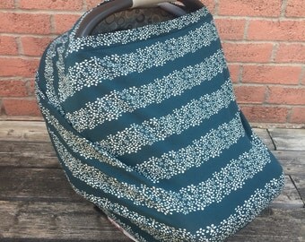 Car Seat Cover. Nursing Cover. Highchair Cover. Shopping Cart Cover. Baby Shower Gift. Flowered Stripes