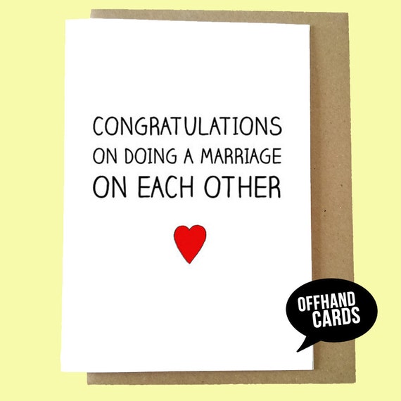 Funny Wedding Card Wedding Congratulations Card Marriage