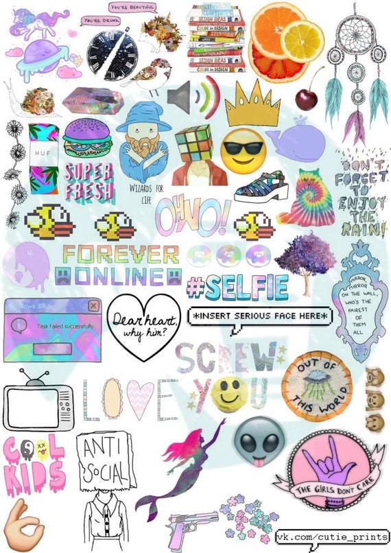 Set 44. Tumblr Stickers. Stickers. Set of stickers. Decals