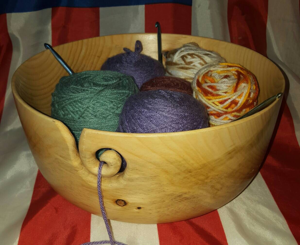 Wooden yarn bowl /yarn ball holder handmade out of pine