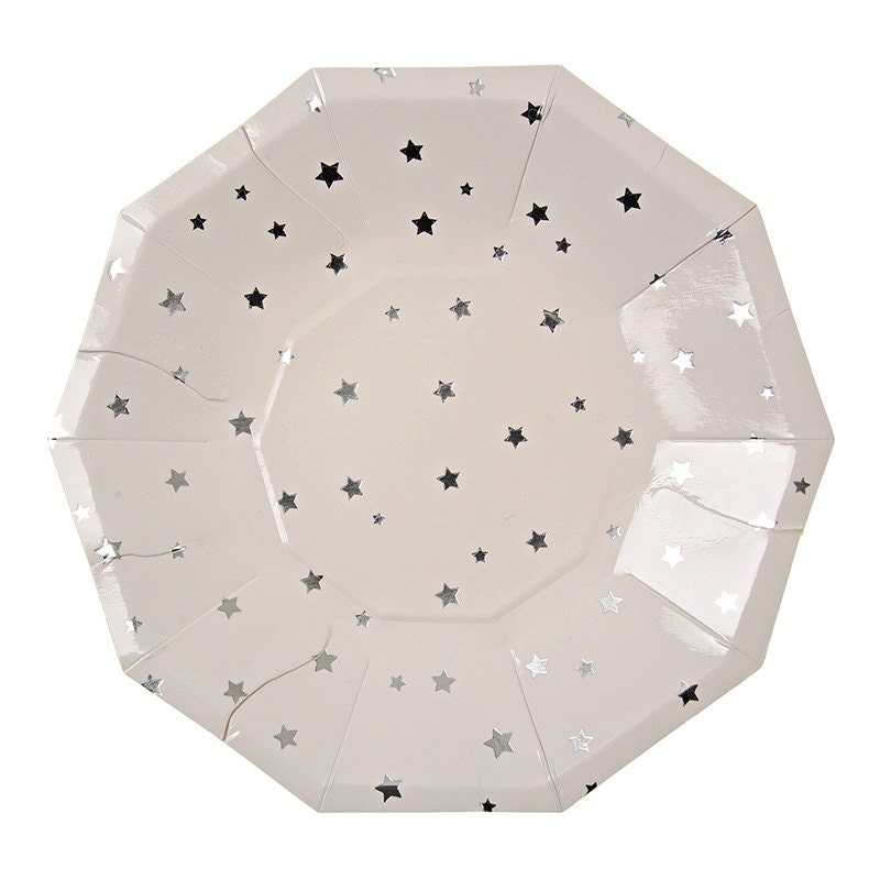 Silver Stars Paper Plates Set of 8 Meri Meri Toot Sweet Silver Star