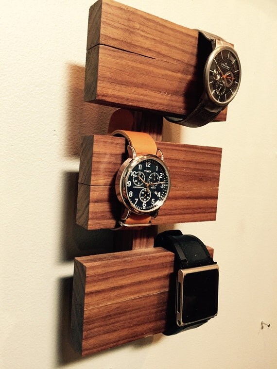 Walnut watch display by MoonCityGoods on Etsy