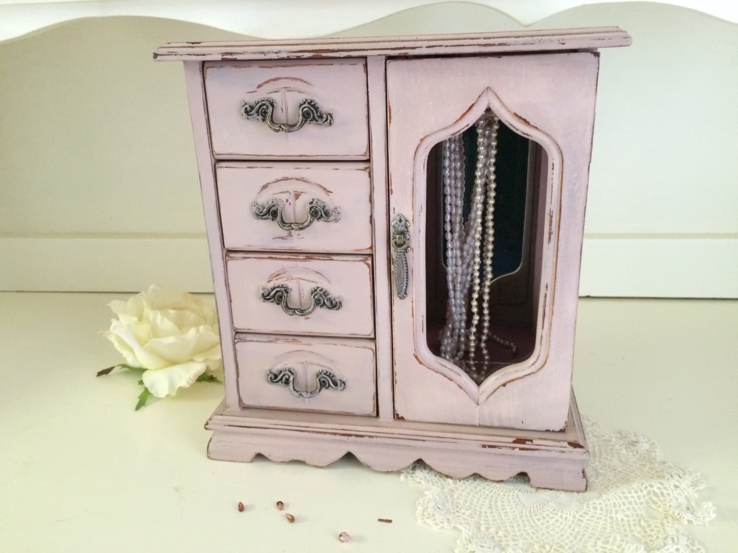 pink shabby chic jewelry box refinished vintage jewelry pink shabby chic jewelry box refinished vintage jewelry