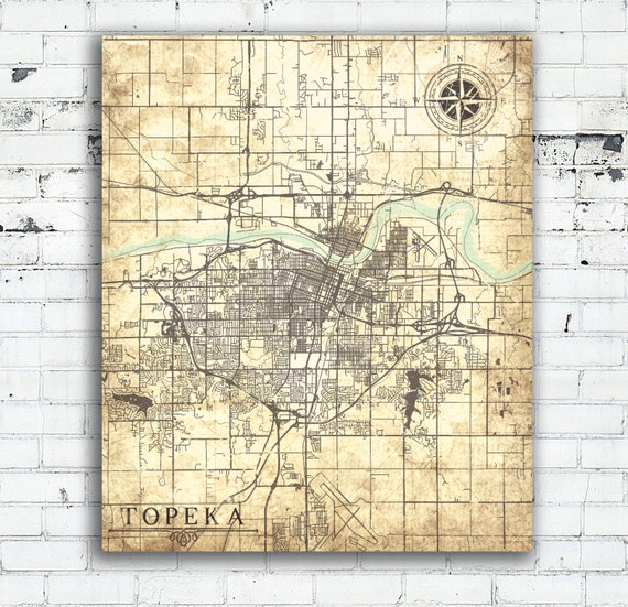 TOPEKA KS Canvas Print Kansas KS Vintage map Town Plan City