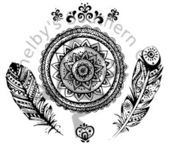 Download Feather and Circle Mandala SVG.DXF.EPS