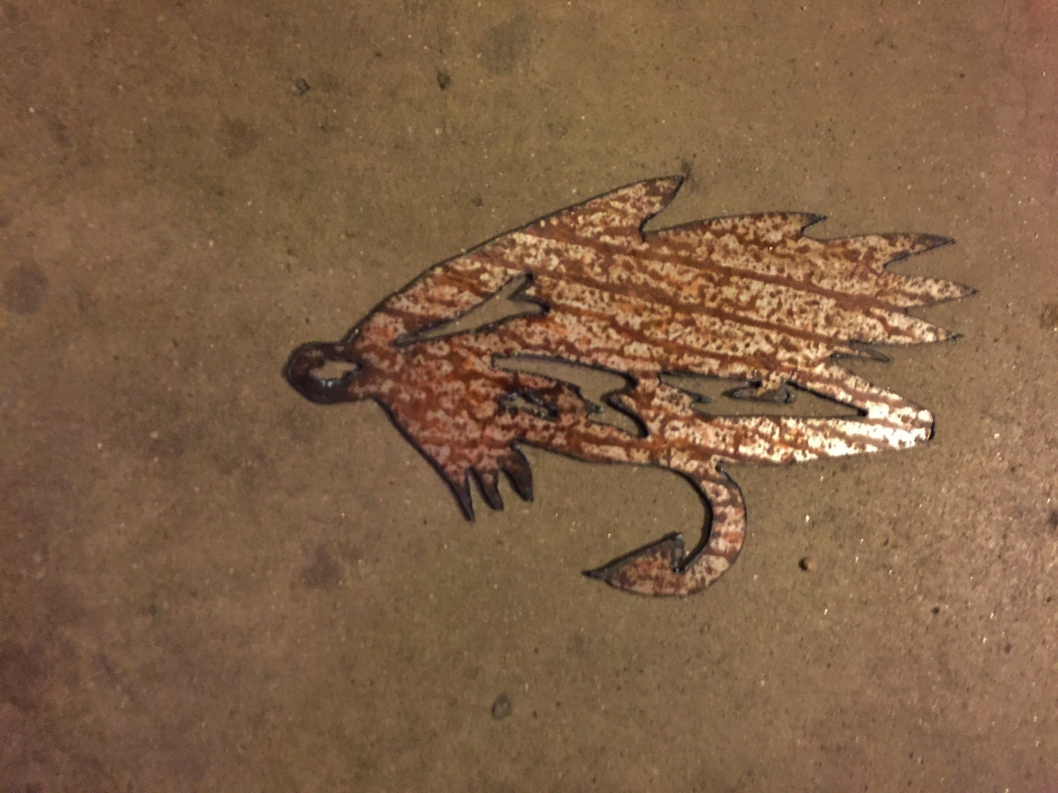 Fly fishing fly for your wall. metal fishing fly wall art made from
