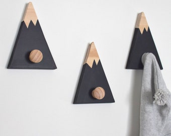 Wall Hooks for Kids, Mountain Wall Hook, Mountain Peak Coat Hook, Mountain Peak Wall Decor, Woodland Nursery Decor, Coat Hook, Entrance Hook