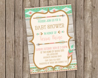 Arrow Baby Shower / Aztec Baby Shower Invitation / Boho Baby