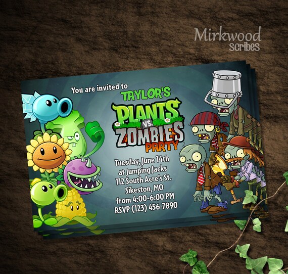 free plants vs zombies party invitations