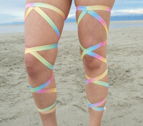 Pastel Rainbow leg wraps by SweetElectricWear on Etsy
