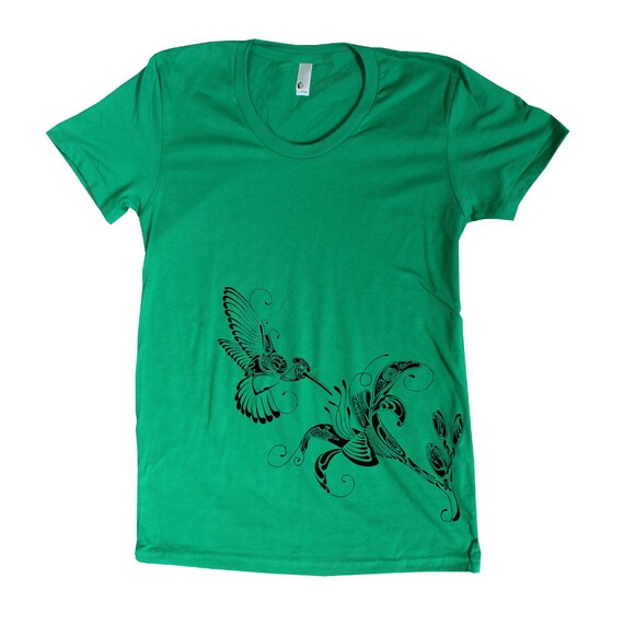 Womens Hummingbird at Flower American Apparel t shirt 16