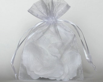 Organza Gift Bags, White Sheer Favor Bags with Drawstring for Packaging, pack of 50
