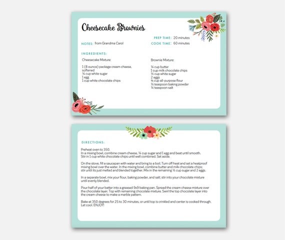 Editable Recipe Card Recipe Dividers Printable Recipe Cards