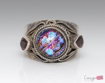 Sterling Silver Iridescent Ring - Size 11.5