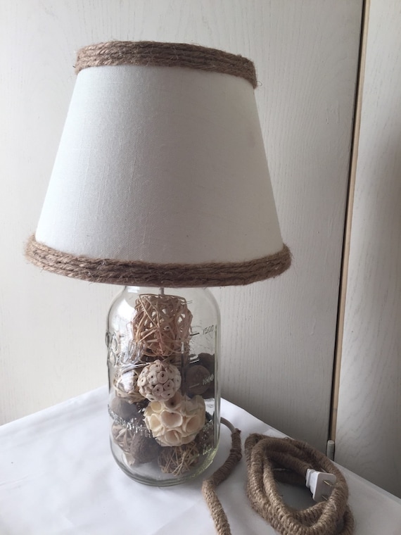 Mason Jar Light with Handmade shade Mason by GingersCountryDecor
