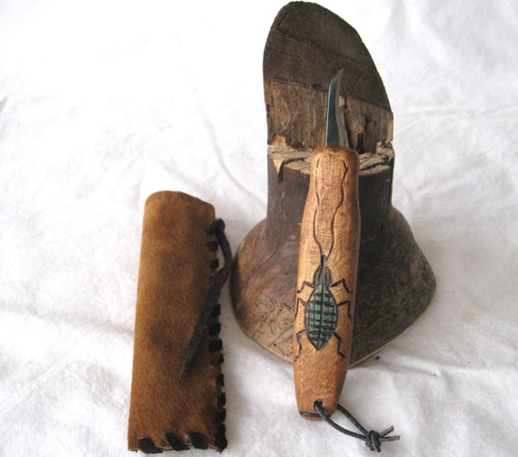 Custom Made Wood Carving Knife with Leather Sheath