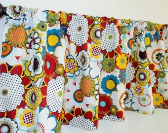 Kitchen Valance, Red Kitchen Valance, Red Floral Valance, Custom Valance, Custom Curtains, Red Valance, Kitchen Window Valance