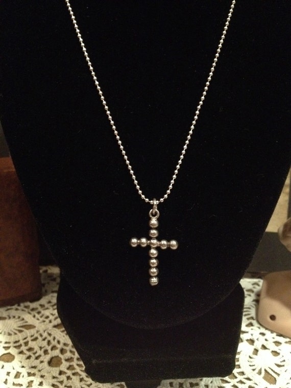 Vintage Sterling Silver Cross Pendant With Sterling 18