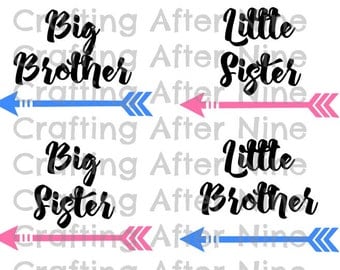 Brother Sister SVG File, Little Brother DIY Shirt, Little Sister Cutting File, Big Brother PNG Image, Big Sister Cut File, Silhouette,Cricut