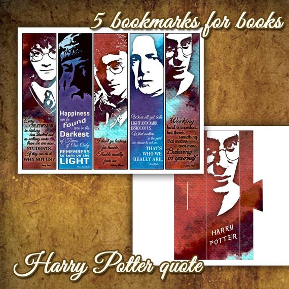 harry potter quotes gift set 5 bookmarks watercolor diy