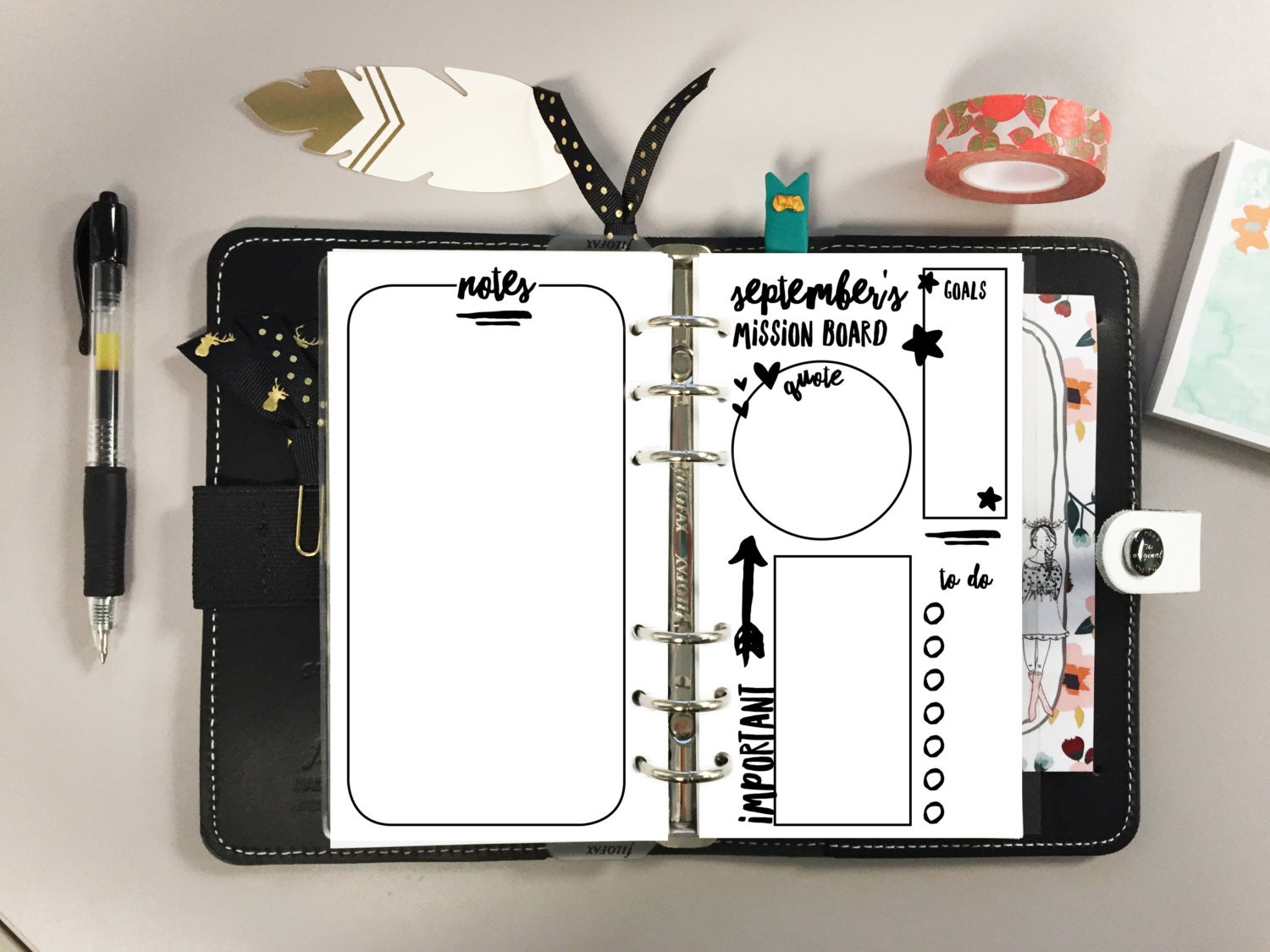 Personal Planner Mission Board with Note Page Printable