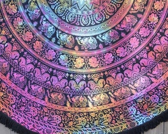 Tie-dyed mandala roundie, tapestry beach blanket EXTRA LARGE, wall tapestry, picnic blanket, yoga mat, mandala tapestry, tablecloth, boho