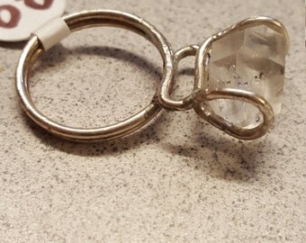 Silver Wire Wrapped Ring with Tibetan Quartz