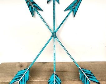 Turquoise Blue Arrow Wall Art - Arrow Decor - Turquoise Blue Wall Art - Decorative Arrows - Bohemian Wall Decor - Wall Arrow - Tribal Arrows