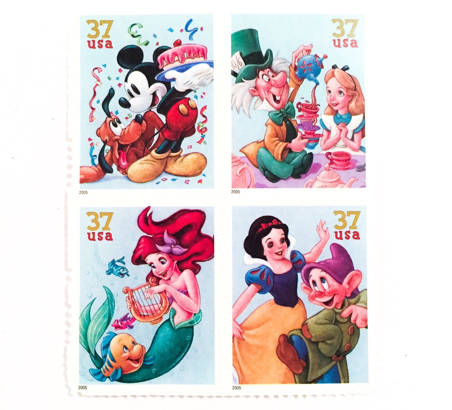 Walt Disney 37 cents UNused US Postage Stamps Mickey Alice