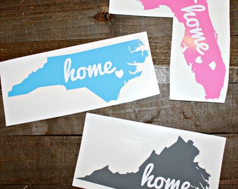 State Car Decal,State Home Decal, State Love Decal, North Carolina Decal, Florida Decal, Virginia Decal, Vinyl Decal, Home State