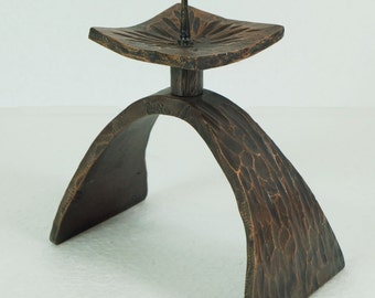 small mid century brutalist copper CANDLEHOLDER machine age evans jere era