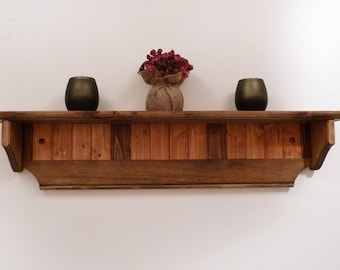 Wood Wall Shelf 35 Inches-Two colors pattern, three panels