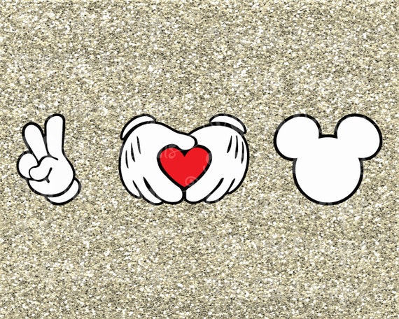 Download Peace Love Mickey Hands Heart Disney Iron On by SVGFileDesigns