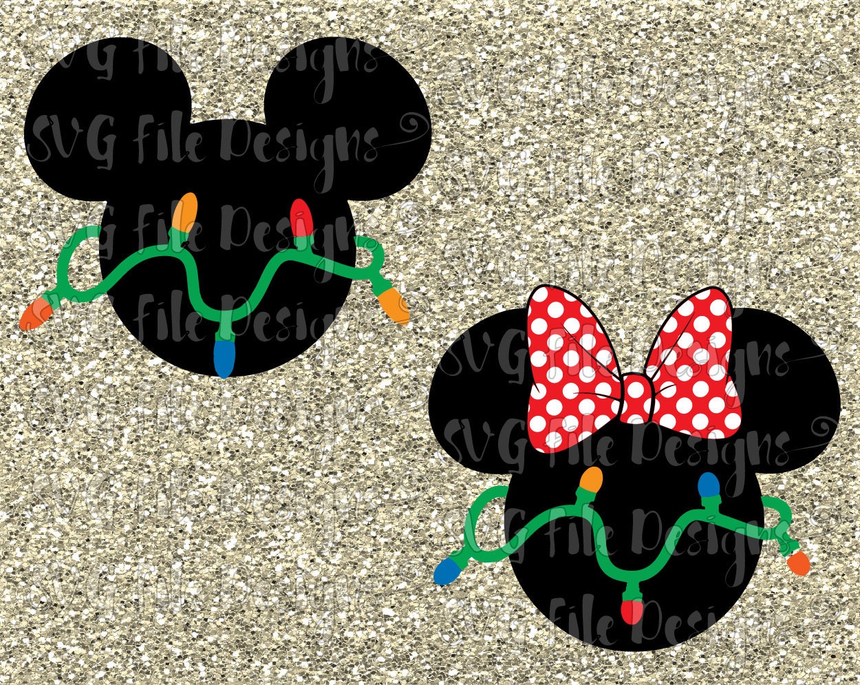 Mickey and Minnie Mouse Christmas Lights Disney by SVGFileDesigns