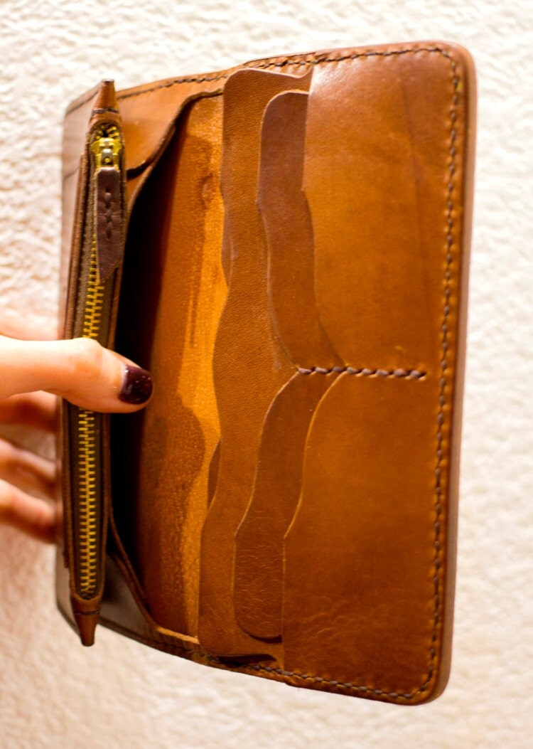 Long Trucker Wallet Long Wallet Hand by LeatherAtelierLeven