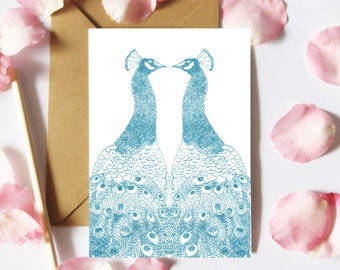Peacock Card, Peacock Birthday Card, Notecard, Bird Notelet, Card For Her, Anniversary Card, Thank You Card, Sister Card, Peacock Lover Card