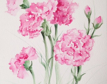 Carnation painting | Etsy