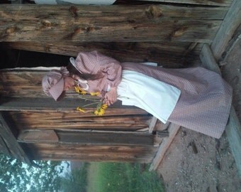 Ladies Pioneer Dress, Apron, Bonnet, Prairie Dress Set, Trek Outfit